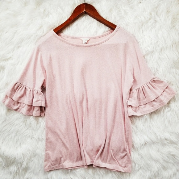 CASLON PINK 2 TIER BELL RUFFLE SLEEVE TOP SMALL - Picture 2 of 7